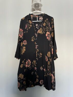 Free People Black Floral Mini Dress